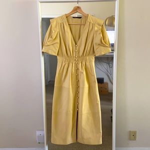 Zara Yellow Lamb Leather Dress Sz XS